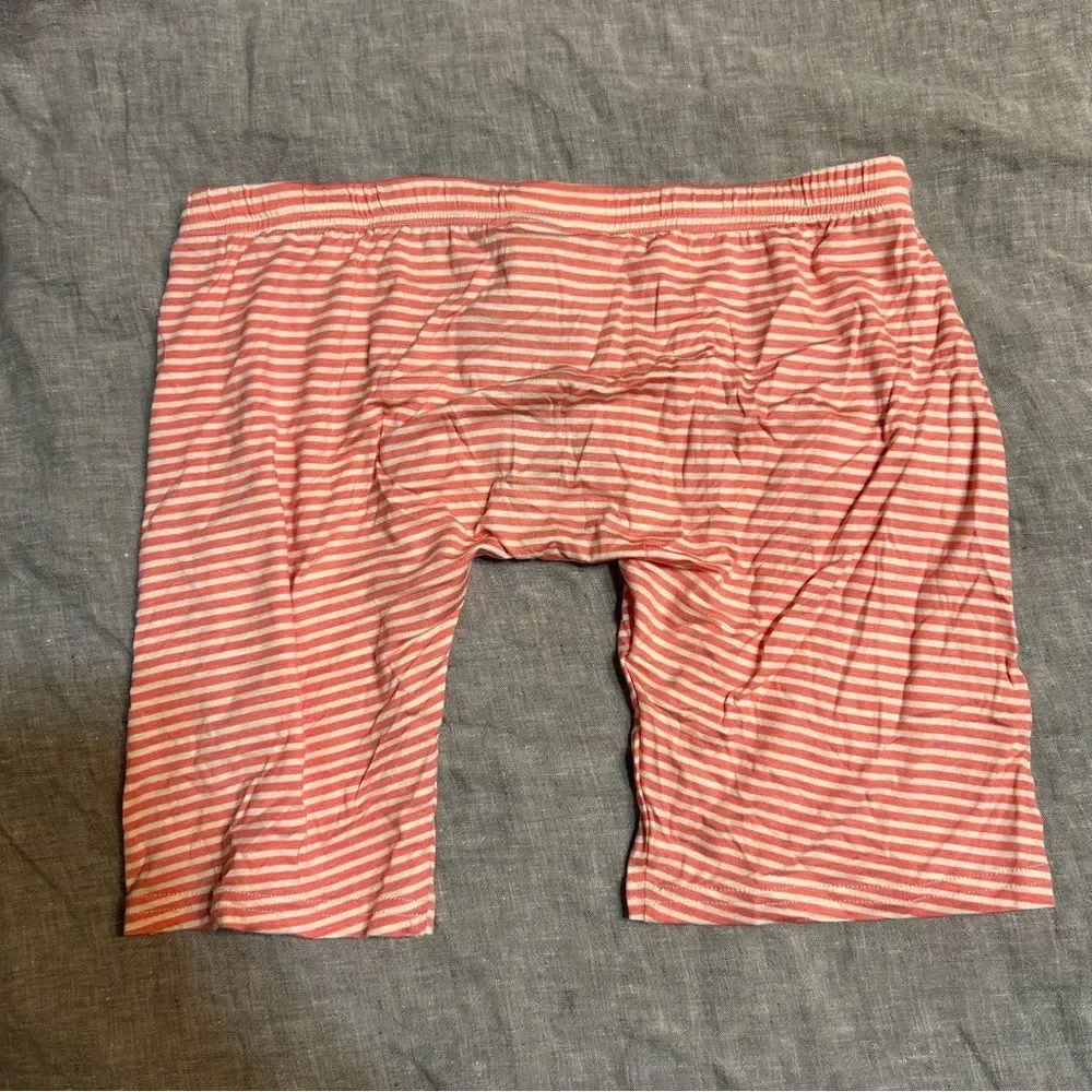 N2N Bodywear Candy Boy Stretch Biker Shorts Pink White Stripes Large New